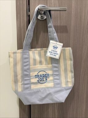 Trader Joe’s Striped Mini Canvas Tote Bag (Blue)